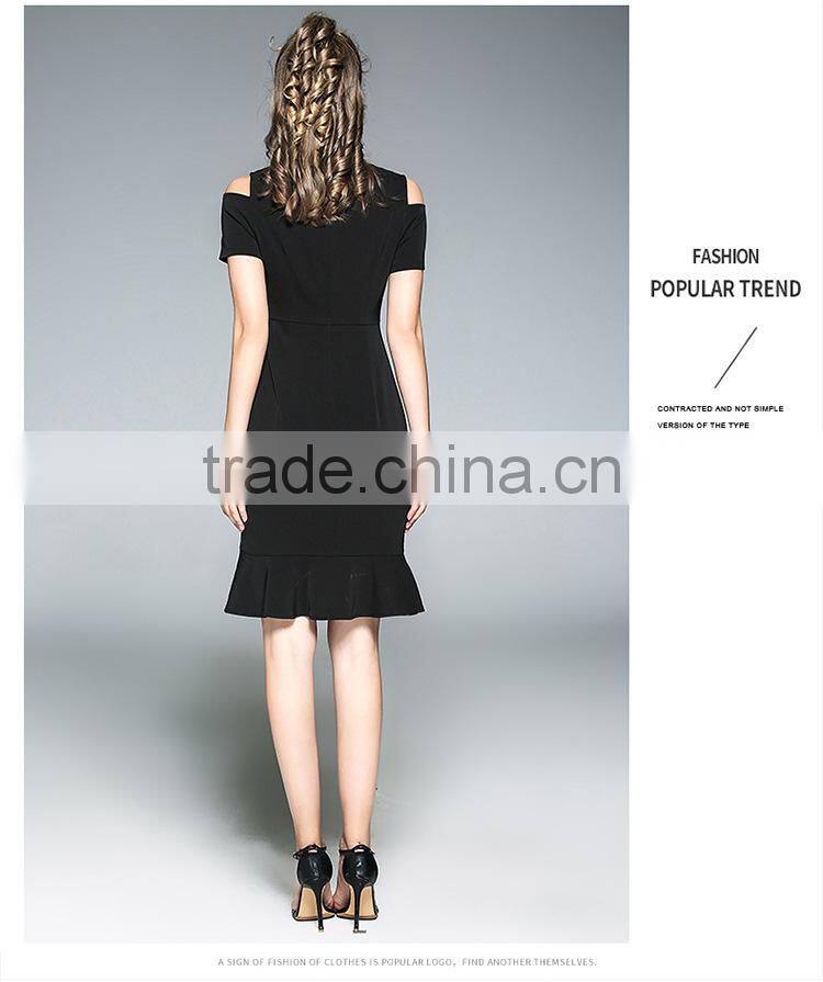 Dressing sexy for women party specital occasion round-color black solid color Fishtail dresses