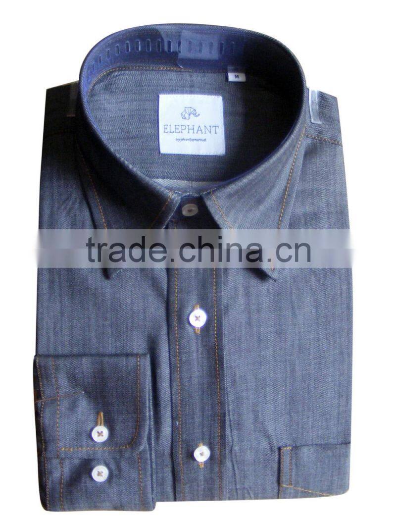 2016 latest style Customized colored denim causal shirt for men