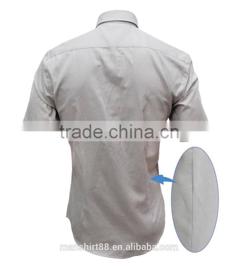 Chambray front contrast short sleeves men fit casual shirts for Summer