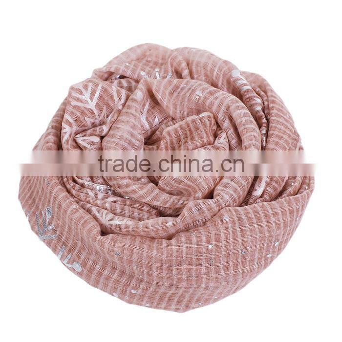 Cotton Polyester Blend Scarves & Wraps Rectangle Silver Dark Pink Christmas Snowflake Chinese Scarf