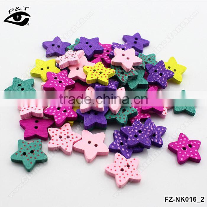 15MM Star Shaped Wood Buttons Colorful Buttons For Decoration DIY Craft Accessories