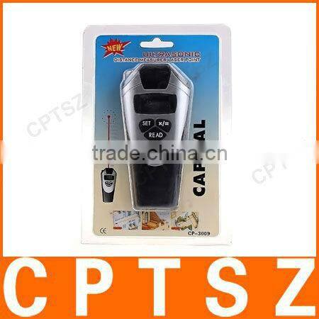 High precision ultrasonic distance meter with laser pointer and calculator
