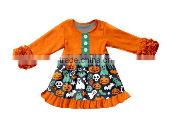 Lovely beautiful Long-sleeved Halloween baby girl clothes lace casual branded boutique girls clothing dress