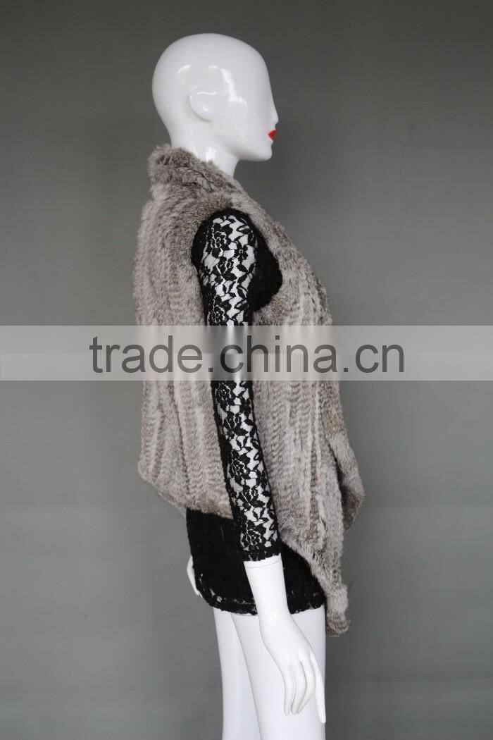Fashion Ladies Knit Fur Vest/ Spring Outwear Coat With Fine Workmanship
