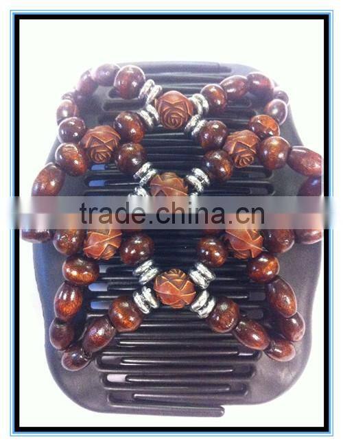 2015 fashion magic hair comb XP-CM-1009 plastic wooden beaded Magic Hair Comb Costume Twins Hair Comb Sets factory price