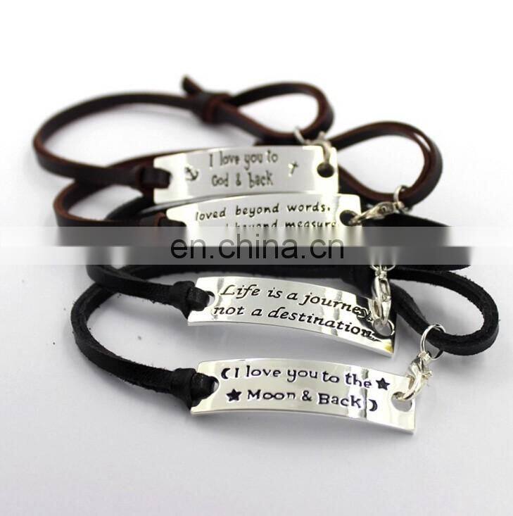 Personlized inspirational Leather engraved Bracelet