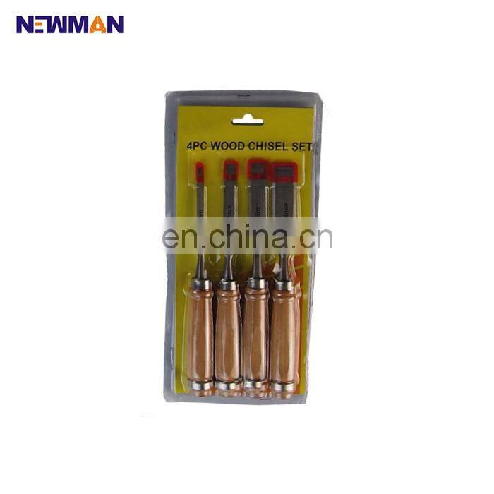 newman G1055 Professional Customisable Packaging 4pcs Wooden handle Wood Carving tools Chisel Set