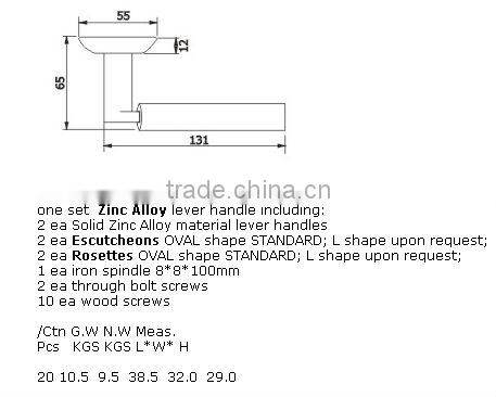 ZH002:TRUST Zinc Alloy Lever Door Handle with Escutcheon