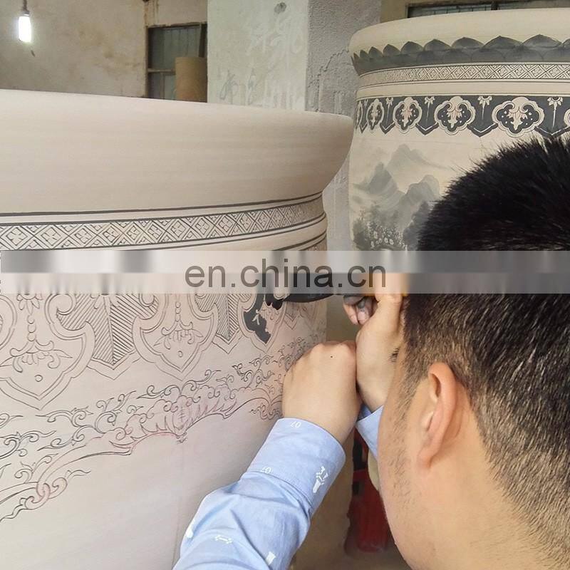 Luxury large jingdezhen hand painted blue and white ceramic pot planters
