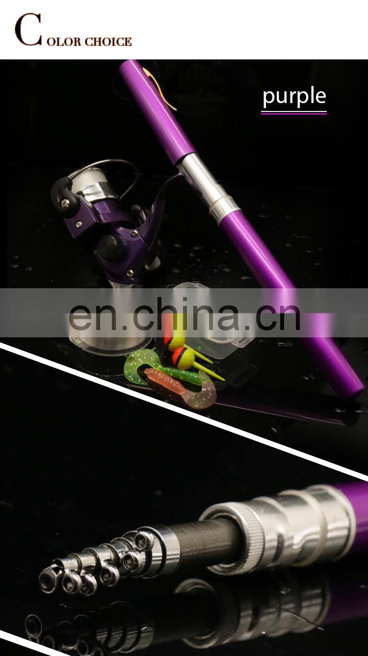 Balight Portable Pocket Telescopic Mini Fishing Pole Pen Shape Folded Fishing Rod With Reel Wheel