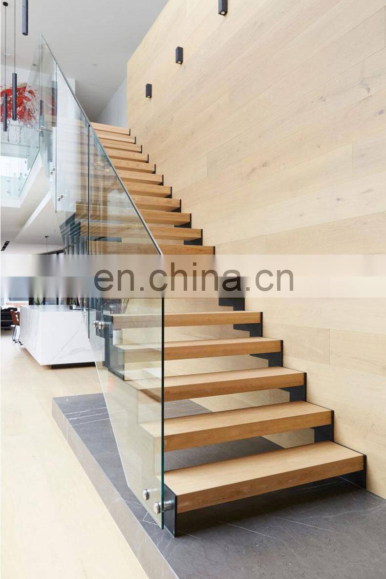 Invisible Wall Side Stringer Stairs Indoor Wood Staircase Design Diy Floating Stairs