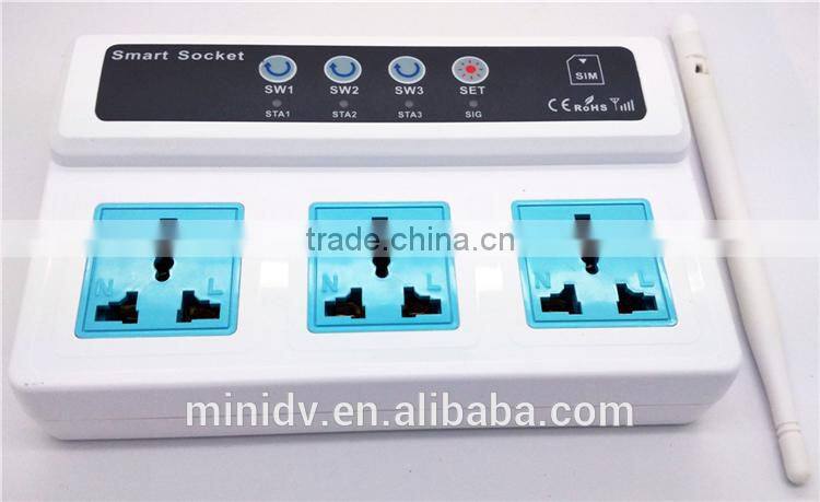 2200W 10A QUADBAND SMS/CALL Remote Controlled GSM Power Socket with 3 Outlets Which Also Supports Temperature Control