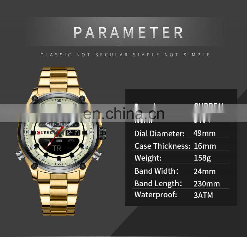 CURREN 8404 Top Luxury Brand Mens Watches Waterproof LED Quartz Digital Sport Fashion Men Wrist Watch