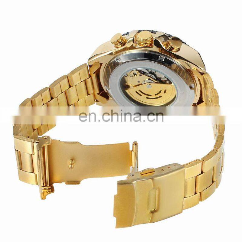 WINNER 428 Men Automatic Mechanical Hand Watch Popular Bling Stainless Steel Strap Mechanical Watch