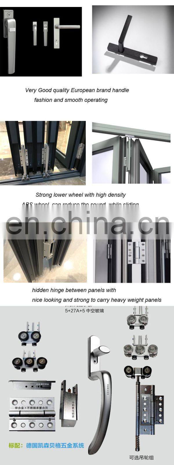 AS2047 standard aluminium alloy impact resistance metal accordion bi-folding doors with screens
