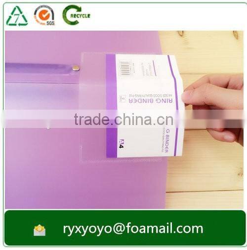 eco-friendly hard cover pp plastic a4 size 2d ring clip clear file folder