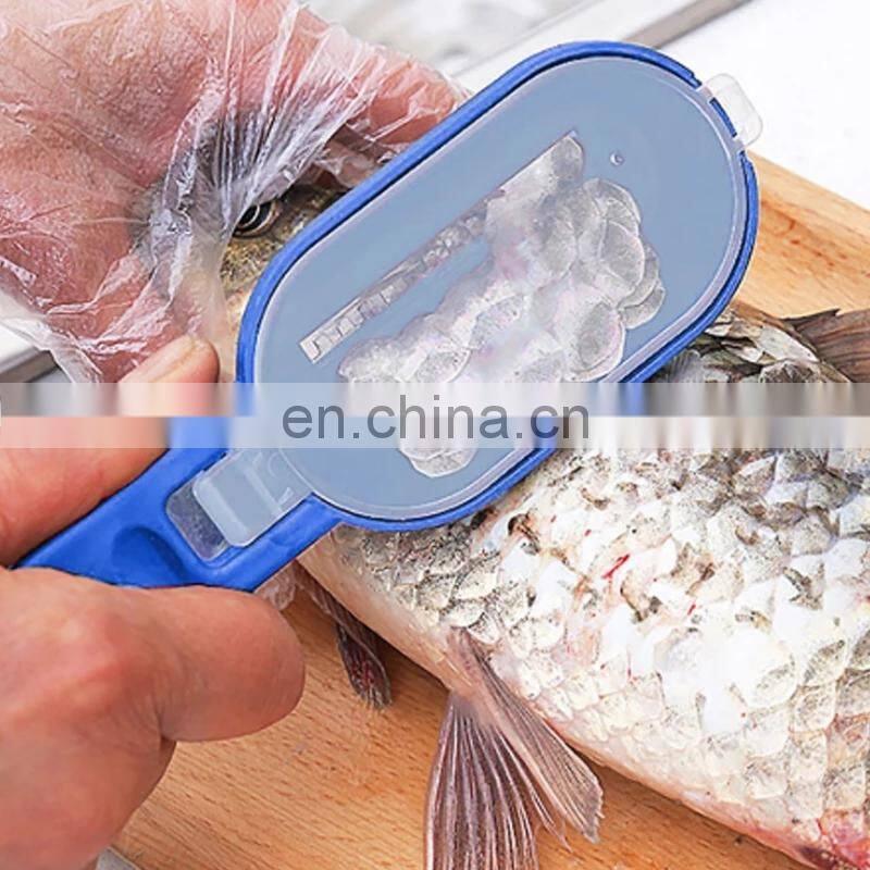 Plastic Fishing Scale Brush Built-in Fish Cutter Fish Skin Brush Scraping Fast Remove Fish Knife Cleaning Scaler Scraper