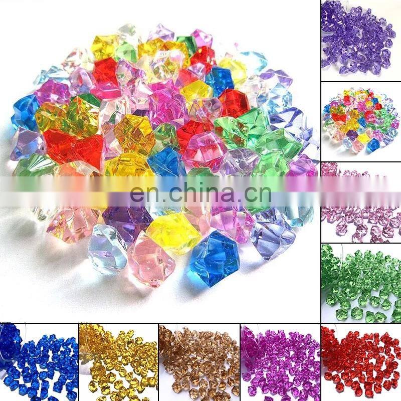 250pcs Colorful Acrylic Plastic Transparent Stone Crystal Rocks Vase Filler Artificial Color Fish Tank Home Wedding Decorations