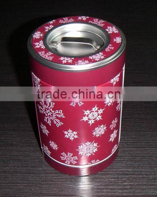 round tin tea box