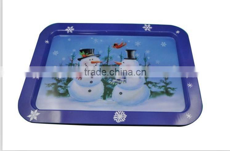 Christmas CMYK printing metal tin tray, metal plate tray