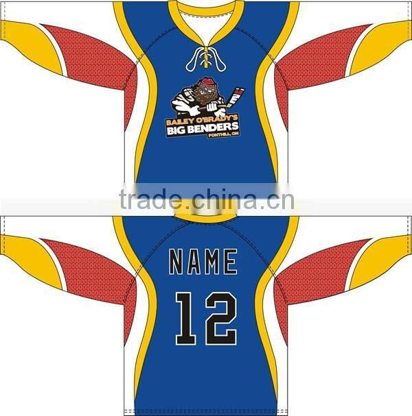 team High Quality Sublimation Ice Hockey Jersey and tops and pants 100% polyester hockey jersey