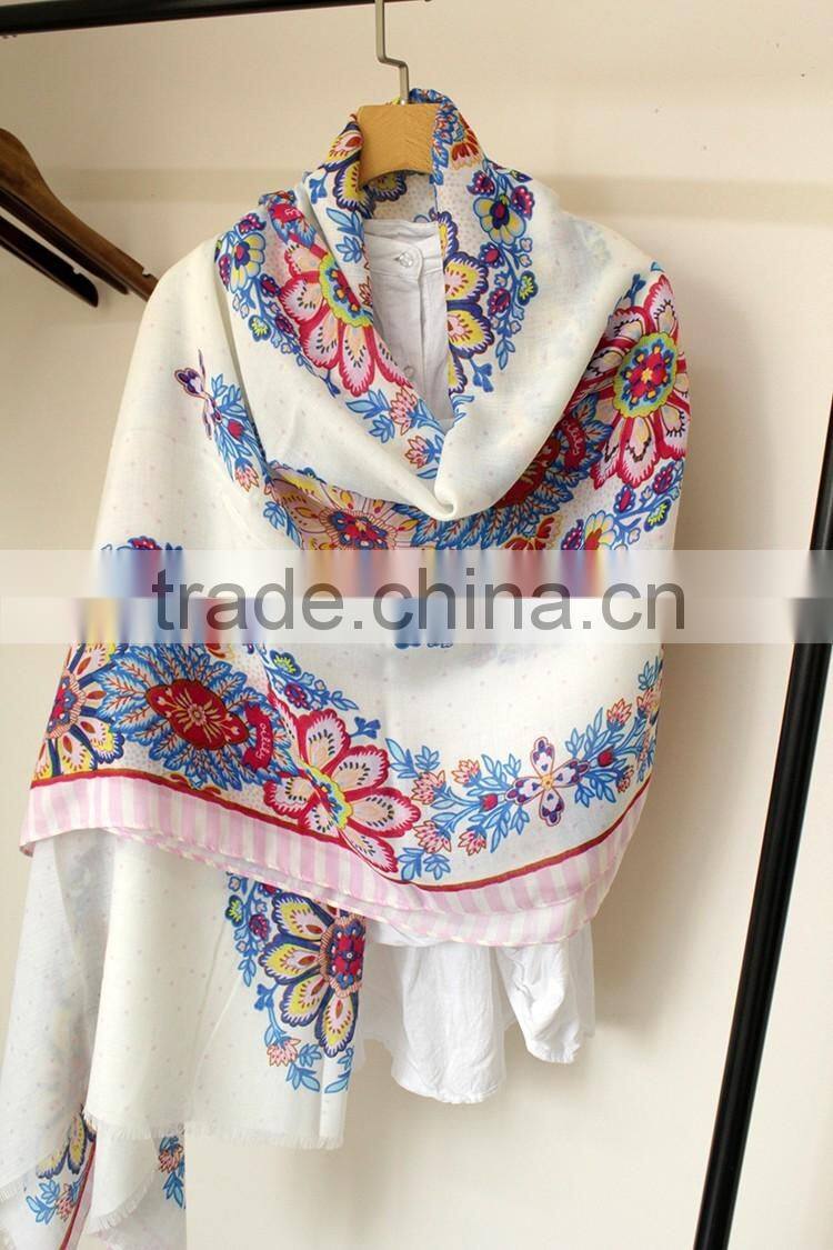 Newest Beautiful Flower Printed Fashion Lady Women Shawl Scarf Hijab