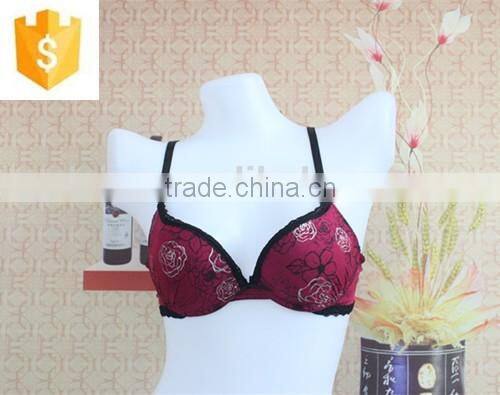 2016 sexy fuchsia/black flower pattern under bra