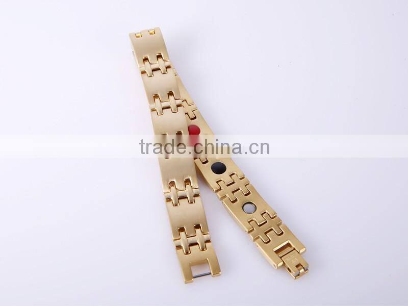 Wholesale stainless steel gold negative ion Health bracelet