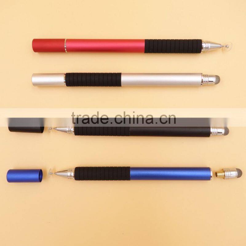 2015 new fine point stylus /transparent dick stylus touch pen/double touch metal pen/double tip stylus pen