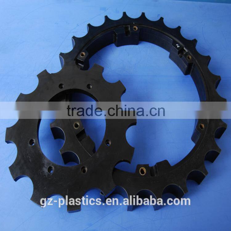 Custom precision diameter CNC machined nylon tooth gears black plastic gear wheel