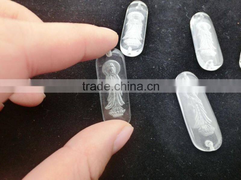 Wholesale chakra clear glass pendant with Guanyin Buddha inside excellent gift