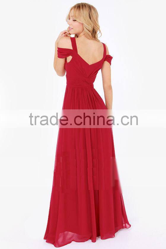 Women's Cute Dark Red V-Neck Dress
