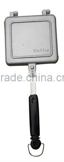 non stick aluminum die cast baking waffle baker pan on camp fire gas oven