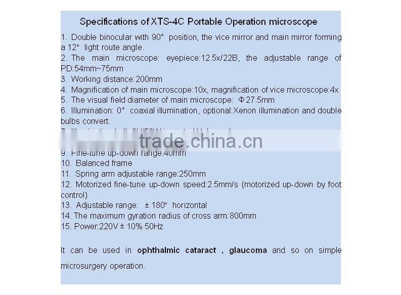 XTS-4C portable operation microscope for ophthalmic cataract, glaucoma