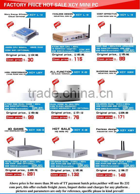 Big promotion mini desktop pc INTEl G1610 Celeron Dual core 3D thin client INTEL core hd graphics card support Linux OS Ubuntu