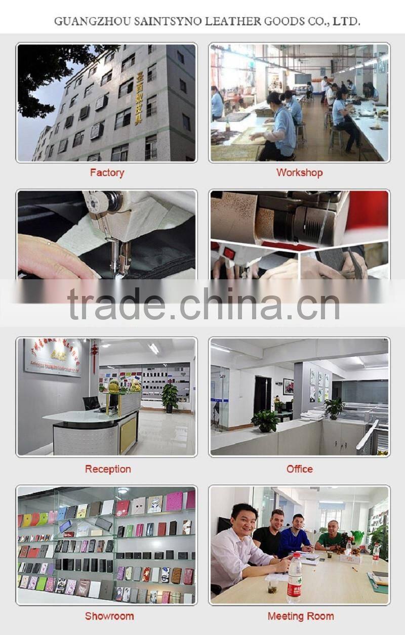 15018 Portable leather with good quality leather cosmetic bag with mirror