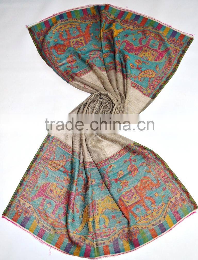 Fine wool 120 count scarves in jamavar pattern