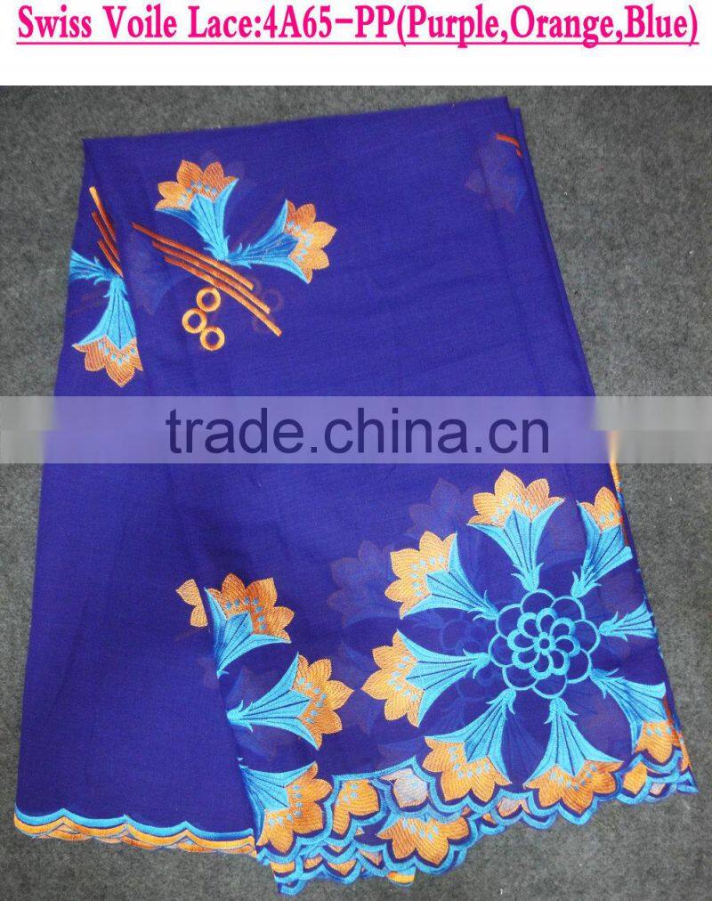 Multicolor hot sale swiss voile lace high quality african cord lace fabric for fashion dresses