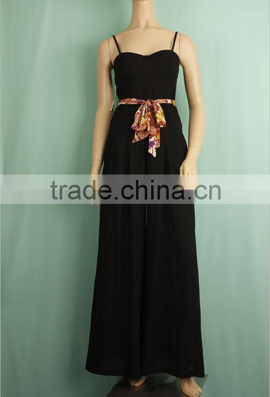 2016 New fashion waistband spaghetti strip pant pattern jumpsuit YLD1205