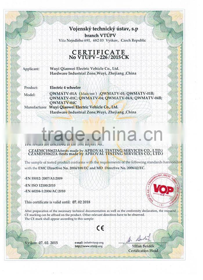 QWMOTO CE 2015 new Electric kids 4 wheeler 500W Electric quad 500W Electric Buggy for kids 500W Eelectric ATV for kids