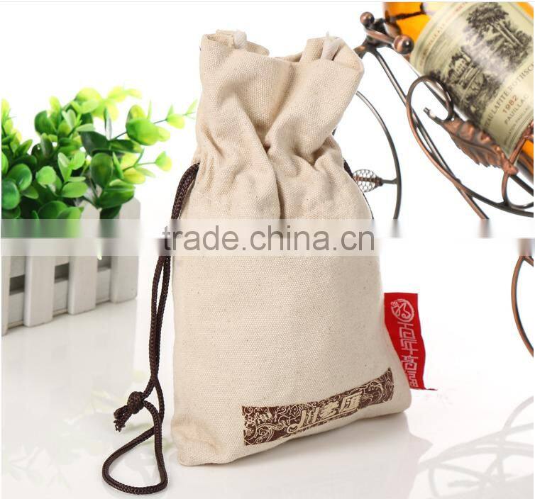 Cotton fabric gift bag draw string custom logo cotton bag canvas bag