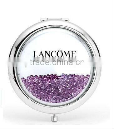 Oval Metal Silver Compact Mirror Jewelly Zinc Alloy Sticker Pocket Mirror