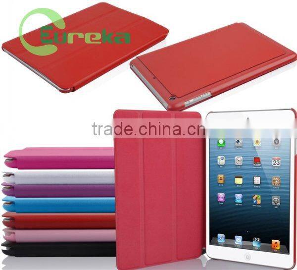 2014 Good qulity book smart folding leather case for ipad mini