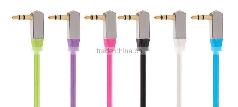 Male to Female 3.5mm aux cable gold plated for earphone noodle aux cable