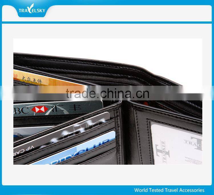 New design four fold durable young man leather RFID wallet