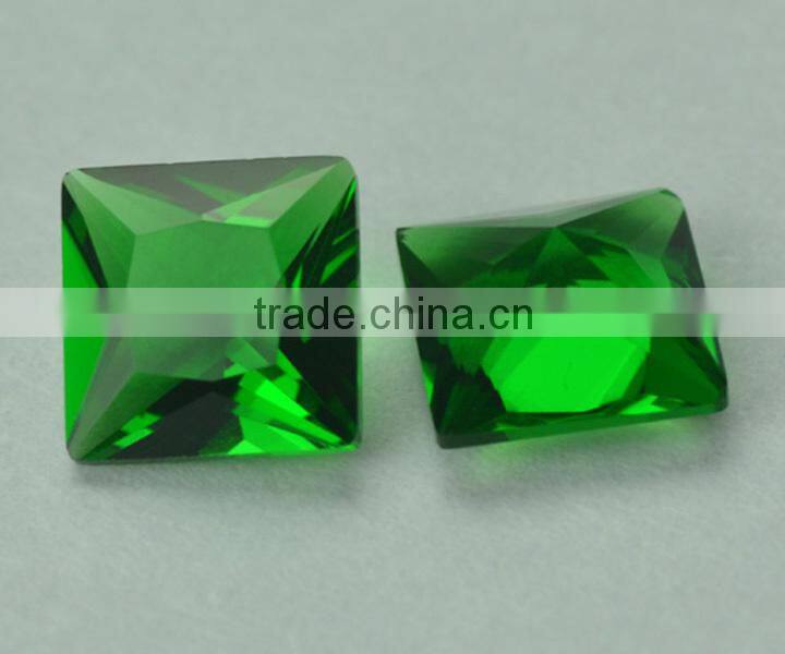 wholesale decorative square green color glass gem stones for jewelry emerald