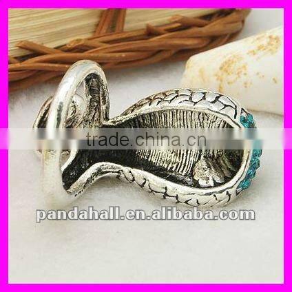 Alloy Rhinestone Snake Design Jewelry Ring(RJEW-H114-3)