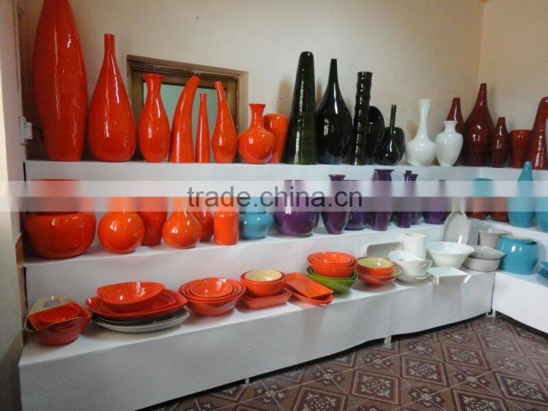 Set 3 Bamboo fruit tray, lacquer round outside nature color inside