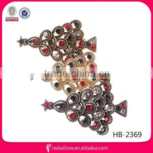 2014 Stylish colorful rhinestone metal snap hair clips for Christmas gift