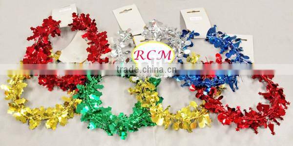 New Fashionable & Colorful Metallic PET Christmas Tinsel Wreaths